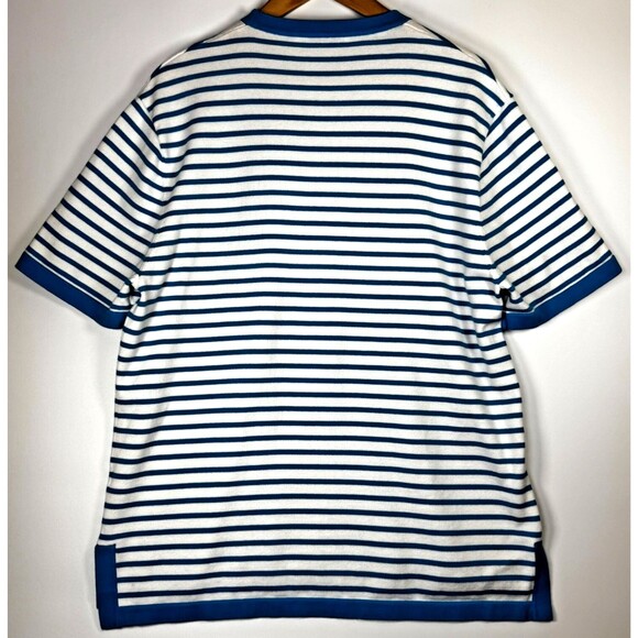 Mr Turk Knit Tee Mens M/L Blue White Striped Crewneck Short Sleeve Resort - Picture 2 of 13